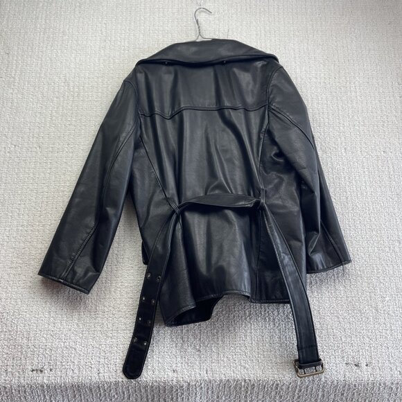 VTG Rudsak Biker Racing Black Leather Jacket Sz M* Punk  Perfecto Asymmetrical - Picture 11 of 16
